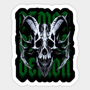 Green Demon Skull Sticker